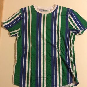 Carbon green, blue, & white striped tee